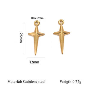 Colgantes y dijes de moda de acero inoxidable 316L chapados en oro PVD de 14K y 18K personalizados para hacer pulseras y dijes de cruz para la creación de joyas. - Product Image 6