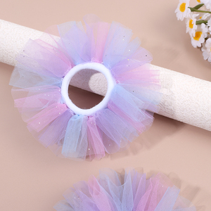 2 Pezzi Elastici per Capelli in Rete di Nylon Arcobaleno Pastello, Tulle Sfumato a Strati, per Coda di Cavallo e Scrunchie da Ragazza - Product Image 4