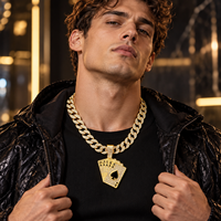 Chaîne Cuban Link en alliage avec fermoir boîte, style jeu de cartes, bijoux de mode Hip Hop Streetwear audacieux et chic urbain pour hommes, collier pour hommes en gros