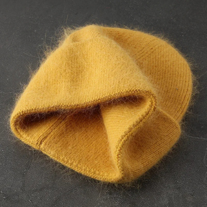 หมวกไหมพรมอังโกร่าสำหรับผู้หญิง ปี 2025 สีพื้น ทำจากขนกระต่ายแท้ นุ่ม สวมใส่สบาย เหมาะสำหรับเล่นสกี - Product Image 6