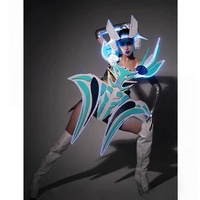 Costume de danse de scène pour femmes adultes, original, extraterrestre, futuriste, guerrier, bleu, lumineux, Gogo, tenue de soirée en boîte de nuit, 100%
