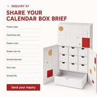 Calendrier de l'Avent pour fards à paupières à double porte et douze tiroirs, écologique, gaufré, avec compartiments personnalisés, boîte cadeau auto-assemblable