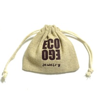 Sac à cordon en coton et lin écologique promotionnel pour petits bijoux avec logo personnalisé