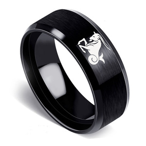 Caliente de moda de acero inoxidable 12 anillos del zodiaco 8MM doble bisel mate joyería para hombres y mujeres - Product Image 2