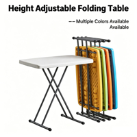 Table pliable en plastique avec hauteur réglable, design en X portable pour l'extérieur, l'étude, la salle à manger et l'utilisation par les enfants