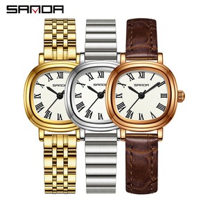 Reloj de Pulsera Sanda 1137 para Mujer, Diseño Vintage Cuadrado, Cuarzo, Esfera con Números Romanos, Minimalista, Resistente al Agua - Product Image 1