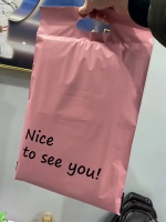 Sac postal en plastique rose avec nœud imprimé mignon pour vêtements, emballage de rangement, pochette de transport