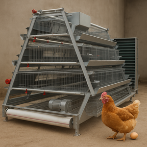 Cages à poulets en métal galvanisé à chaud pour élevage avicole, type A, <span class=keywords><strong>cage</strong></span> commerciale inclinée avec échelle pour <span class=keywords><strong>poules</strong></span> pondeuses - Product Image 1