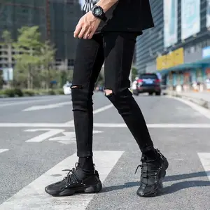 2024 thời trang nóng bán tùy chỉnh cổ điển phá hủy màu đen chỉ cần rửa nhà thiết kế Denim cho nam giới jeans