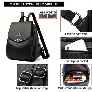 Factory-<strong>Designed</strong> Women's Large Capacity Soft PU Leather <strong>Backpack</strong> Stylish Solid Korean Style <strong>New</strong> Arrival Cross-Border - Product Image 2