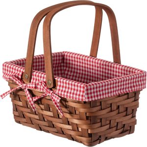 <span class=keywords><strong>Cesta</strong></span> de picnic <span class=keywords><strong>rectangular</strong></span> pequeña forrada con forro de guinga <span class=keywords><strong>cesta</strong></span> de virutas de madera blanca antigua <span class=keywords><strong>cesta</strong></span> de virutas de madera redonda natural - Product Image 4