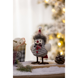 Figura de pájaro de tela con lazo a cuadros y sombrero rojo, 3,9x4,3x6,3 pulgadas, decoración navideña, juguete, paquete de 2 - Product Image 1