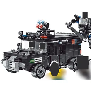 454teiliges pädagogisches SWAT-Polizeimobile-Team DIY-Spielzeugset Kunststoff-Bausteinmodell Minifiguren Bauspielzeug