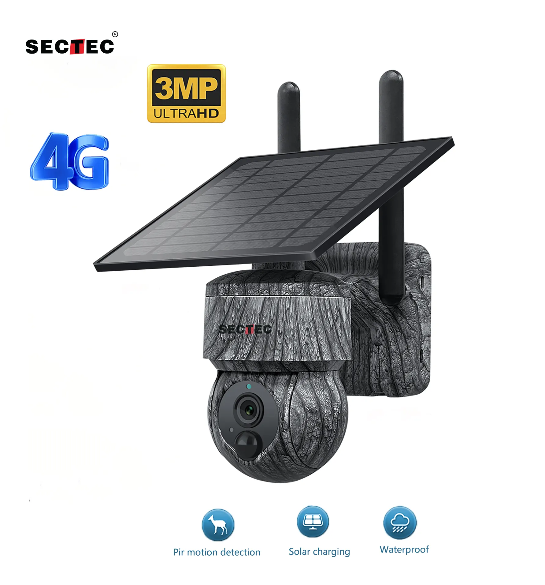 Camouflage Latest 4G solar camera outdoor waterproof 4G GSM network camera provide PIR human detection and auto tracking CCTV