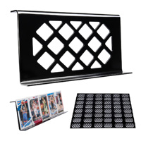 Vitrine élégante noire en acrylique à grille avec plusieurs emplacements, présentoir surélevé pour cartes TCG, Toploader et Slabs Gradés