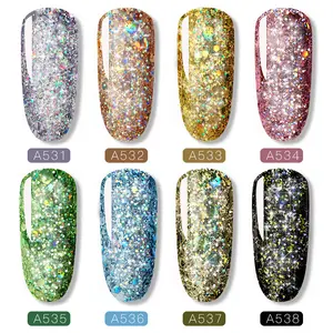 ROSALIND oem logo personalizzato 5ml nail art glitter gel colorato smalto per unghie uv/led soak off shiny diamond gel polish per il commercio all'ingrosso