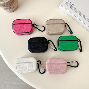 เคสหนัง PU ลายลิ้นจี่สีเรียบง่ายสำหรับ Apple Airpods 3 Pro 2  ฝาครอบหูฟังไร้สายพร้อมกล่องชาร์จสำหรับ Airpods 4 - Product Image 2