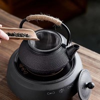 Bouilloire à thé en fonte de style japonais avec motif à pois, poignée en corde de chanvre, compatible cuisinière, avec infuseur, personnalisable, vente en gros