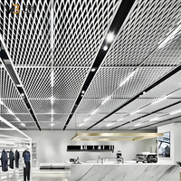 Panel de Techo de Malla Metálica Expandida de Aluminio, Sistema de Techo Suspendido Decorativo para Interiores de Restaurantes, Escuelas y Oficinas