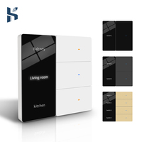 Interrupteur mural intelligent de luxe avec affichage LED, personnalisable, 1/2/3/4 voies, compatible Tuya ZigBee/WiFi