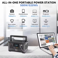 Estación de Energía Portátil de Iones de Litio de Múltiples Salidas, 500W, 520Wh, 12V CC, Generador Solar con Carga para Automóvil