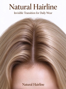 Perruque longue et droite en fibres capillaires blond clair, avec une ligne de cheveux naturelle, douce et lisse, pour un usage quotidien - Product Image 6