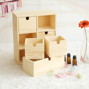 Wooden Desktop <b>Storage</b> <b>Box</b> <b>Drawer</b> Style Multi Compartment Jewelry Organizer Essential Oil <b>Box</b> Natural Wood Color Rectangle - Product Image 4