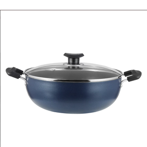 Ensemble de casseroles Kadai polyvalentes haute performance antiadhésives avec couvercle en verre transparent, base en aluminium robuste, compatibles gaz et induction - Product Image 1