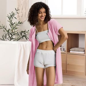 Bata de mujer 100% algodón con tejido gofrado, cierre frontal con cremallera, manga corta, largo hasta la rodilla, bata con cremallera, batas de spa, ropa de dormir para mujer, ropa al por mayor - Product Image 5
