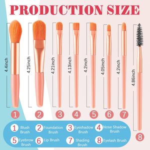 Juego de 8 Brochas de Maquillaje Macaron, Brochas para Rostro, Sombras de Ojos y Base, Mini Brochas Portátiles para Viaje, Lindas Brochas de Maquillaje para Niños con Bolsa con Cierre - Product Image 3