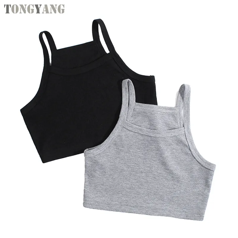 TONGYANG Kinder Mädchen gerippter Crop Top Ballett Tanz Tanktops Kinder einfache feste Weste Tanks für Sport Tanzen Fitness Laufen