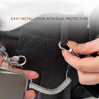 Cordon de sécurité antivol pour téléphone avec dragonne et cordon à ressort en acier, universel, avec attache en T, pour une commodité mains libres en voyage