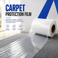 Film de protection de sol souple en PE transparent pour tapis avec surface unie/brillante, haute transparence, application facile, longueur 300 m