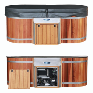 Bain à remous extérieur en bois de cèdre rouge massif pour 2 à 4 personnes, chauffé au bois - Product Image 5