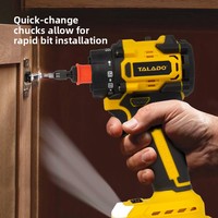 Vente chaude transfrontalière Perceuse sans fil sans balais 21V 10mm à vitesse variable, batterie au lithium, couple 35NM, construction métallique, OEM, usage domestique