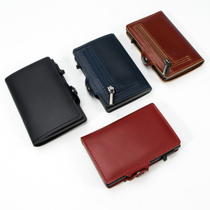 Casekey Shinning Oil Wax Genuine Leather Smart <b>Card</b> <b>Holder</b> <b>Wallet</b> Slim Aluminium RFID Blocking Pop up Credit <b>Card</b> Case <b>Wallet</b> - Product Image 3