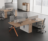 Poste de travail de bureau moderne à deux places avec long rangement, plateau de 9 mm, hauteur réglable, verrouillage par mot de passe, bureau de direction en panneau E1