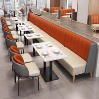 Banquette de restaurant commerciale de style moderne et épuré avec table en dalle de roche PU et ensemble de canapé double personnalisé