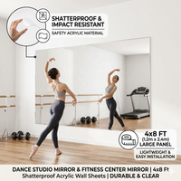 Miroir mural en acrylique 4x8 pieds pour studio de danse, panneau de miroir en PMMA incassable, grand miroir pour salle de sport et centre de fitness