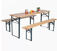 Ensemble table et banc pliants en bois de sapin de qualité commerciale pour restaurant, gain de place, pour terrasse extérieure, jardin, cour arrière, salle à manger