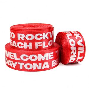 High Gloss <b>Webbing</b> 38mm Polyester Red Logo <b>Webbing</b> Nylon <b>Webbing</b> Strap Upholstery Woven Shoulder Bag Strap - Product Image 2