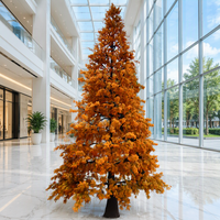Grand arbre artificiel personnalisé en fibre de verre, type Penglai Pine ou Metasequoia, couleur orange, pour la décoration paysagère des parcs à thème