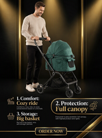 Poussette de luxe pour animaux de compagnie pour chiens de taille moyenne Panier pour chien pliable détachable pour voyage et transport Transporteurs pour animaux de compagnie de qualité supérieure et produit de voyage