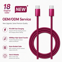 Câble de charge rapide Phone 18 rouge vin 1m PD, câble USB-C vers USB-C original 1m, câble tressé Type-C 3ft 60W à charge rapide