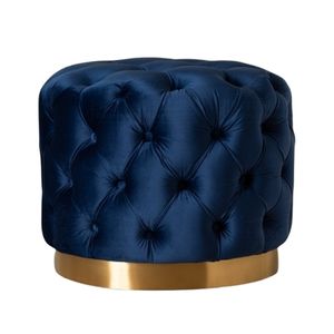 Furnistyle Tabouret ottoman rond tufté au design italien de luxe Banc en velours mignon pour salon salle de bain maison bar - Product Image 2