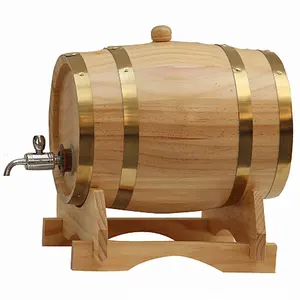 Custom 1.5L Size Mini Eikenhout Wijnvat Groothandel Fabriek Prijs Houten Whiskey Rum Wijnen Bier Bourbon Vat Met Hout rack