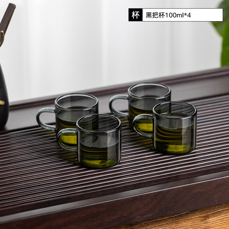 Tasses à manche noir, 100 ml x 4