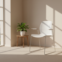 Chaises de salle à manger modernes du milieu du siècle avec pieds en métal, imperméables et empilables pour la maison, l'école et l'extérieur