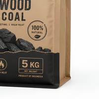 Sac d'emballage en papier kraft premium pour charbon de bois, pochette refermable à fond plat, imprimé sur mesure pour le stockage du bois de chauffage, du charbon de bois et des briquettes de bois pour barbecue