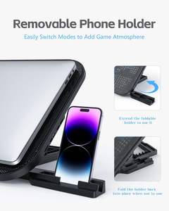 Support de refroidissement pour ordinateur <span class=keywords><strong>portable</strong></span> refroidi par air ABS, 3 ventilateurs, pour ordinateurs portables de 12 à 17 pouces, support de refroidissement réglable en hauteur, 2 ports USB, support de téléphone - Product Image 4